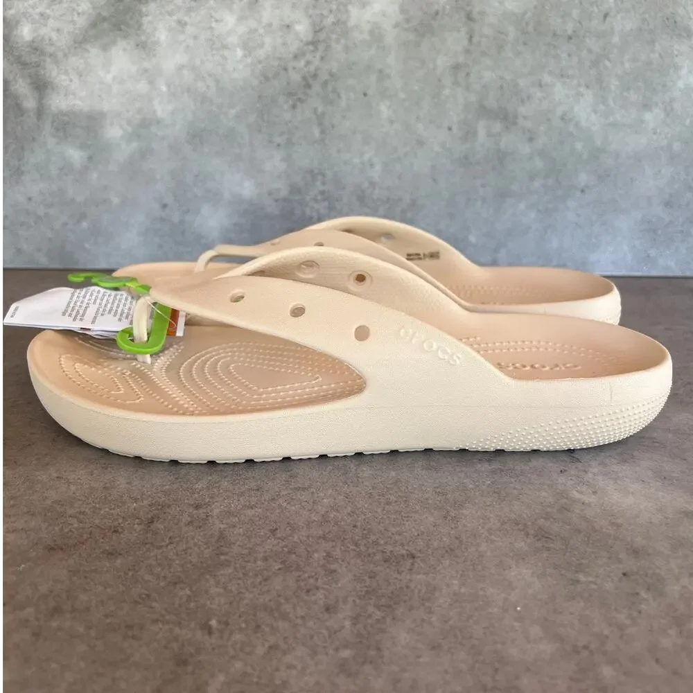 Crocs classic flip v2 Cream NEW mens size 12 flipflop thong sandals comfort NWT